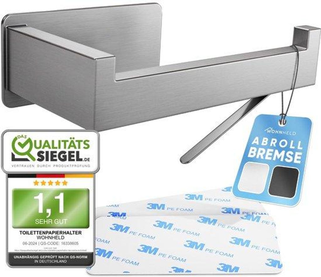 Toiletrolhalter aus Edelstahl, silber, extrem stabil, ohne Produktbild 