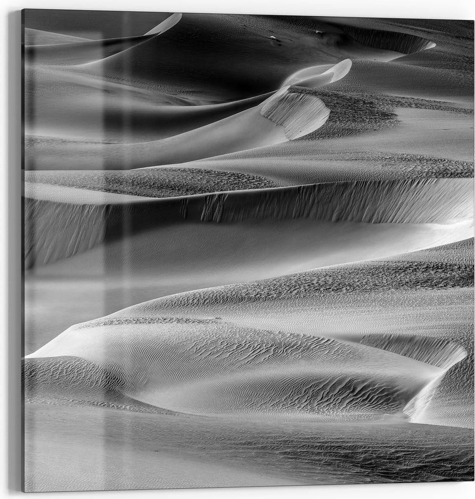 DEQORI Glasbild Echtglas 50x50 cm 'Dünen der Stille' Wandbild Bild modern Deko