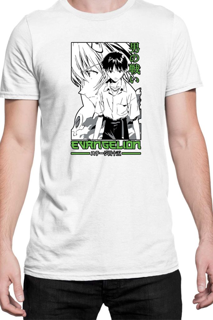 Herren T-Shirt Manga Japan Anime Comics Animation Neon Anime Genesis Manga Evangelion Ikari 40, Man M / Weiß