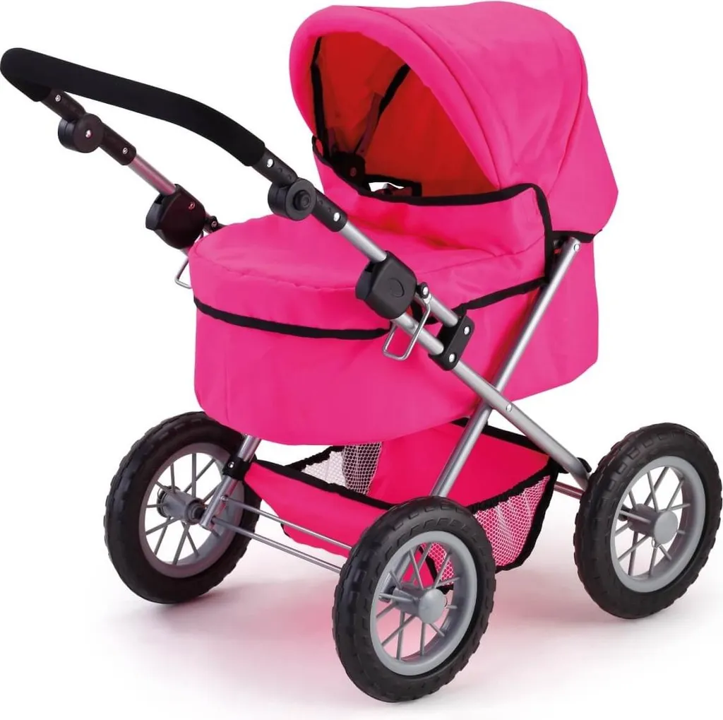 Poussette de poupée pliable rose Trendy avec guidon réglable Bayer - 4