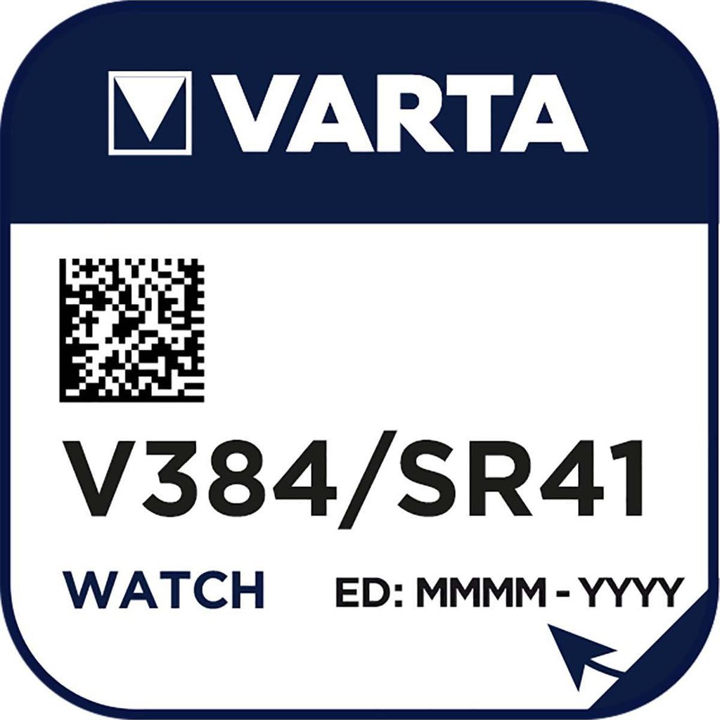Varta Watch V384 Uhrenzelle Knopfzelle SR 41 SW Silber-Oxid 42 mAh 1,55 V 1er Blister