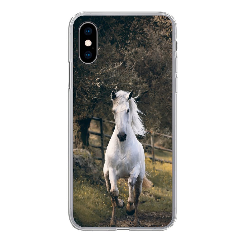 MuchoWow Handyhülle Schutzhülle Hülle für iPhone X Pferd - Natur - Schlamm Silikon Softcase Handy Hülle - Handyhülle