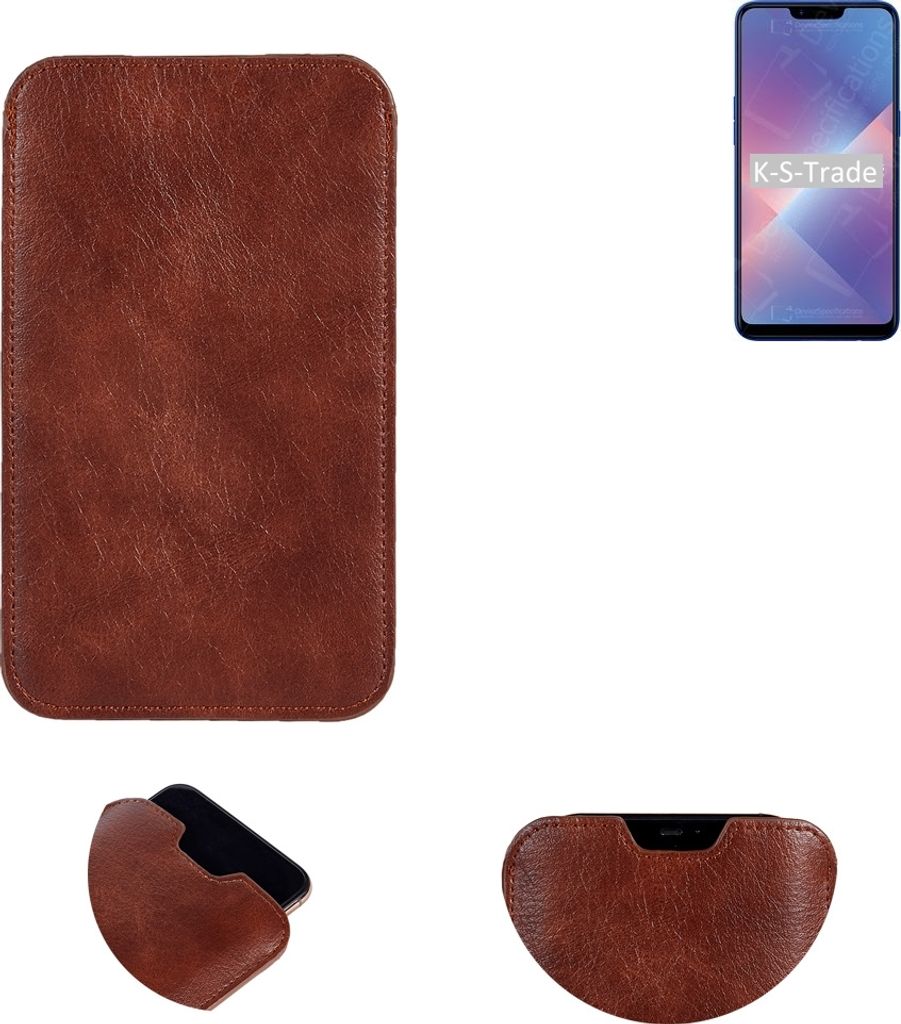 K-S-Trade Schutzhülle Handyhülle kompatibel mit Oppo A5 Handytasche Kunstleder Sleeve in braun