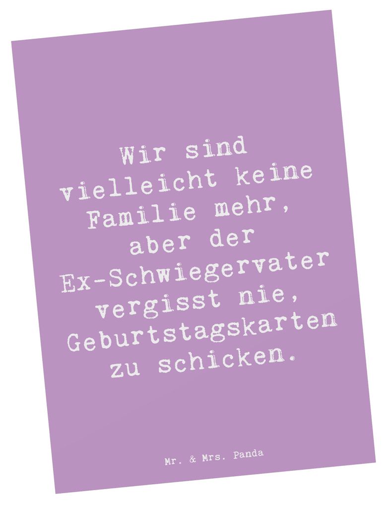 Mr. & Mrs. Panda Postkarte Spruch Ex-Schwiegervater Grüße - Lavendeltraum - Geschenk, Humor, Beziehungen, Ansichtskarte, Trennung, handgemacht, b...