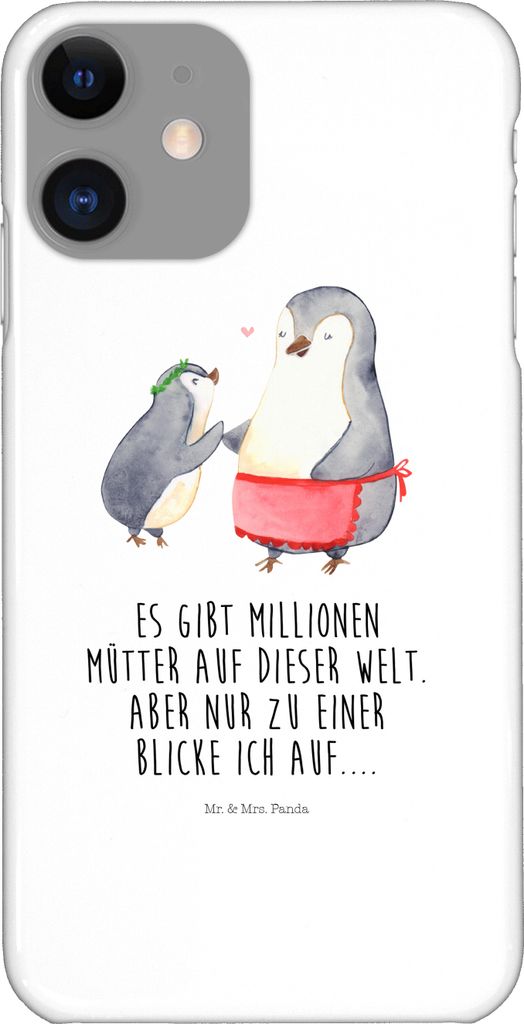 Mr. & Mrs. Panda Iphone 11 Handyhülle Pinguin mit Kind - Weiß - Geschenk, Smartphone Hülle, Mama, Handy Schutzhülle, Familie, Muttertag, Bruder...