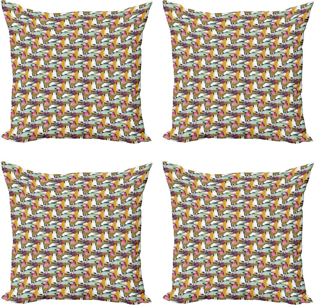 ABAKUHAUS Abstrakt Kissenbezug Set (4 Stück), Moderne Strokes Dots, Moderner Doppelseitiger Digitaldruck, 60 cm x 60 cm, Mehrfarbig