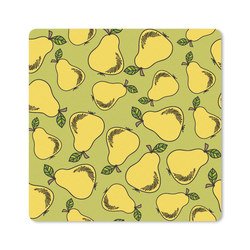 MuchoWow Mauspad Mousepad Birne - Obst - Muster 20x20 cm - Mousepads - Maus Mat - Pad - Mausunterlage - Desk Mat - Bureauartikeln