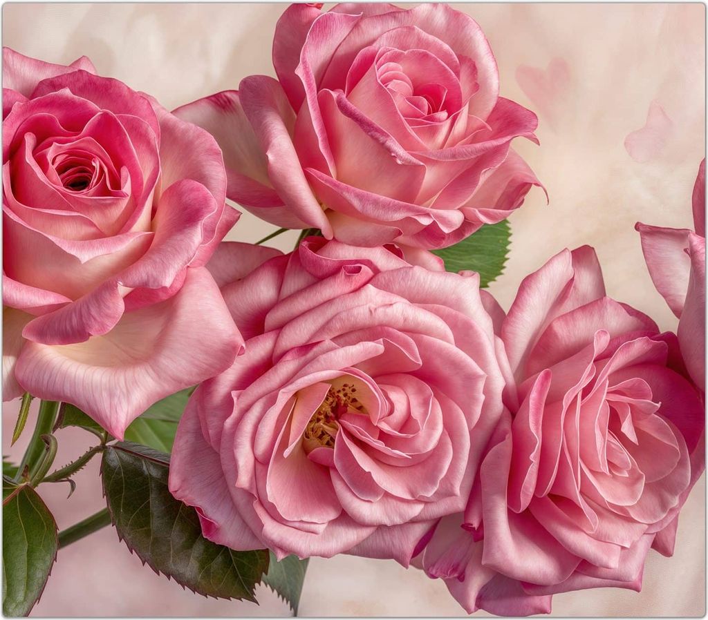 Spritzschutz Herdabdeckplatte Schneidebrett aus Glas Rosenblütenpracht 1-Teilig (60x52cm)