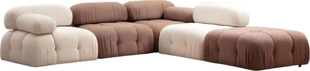 Braun-Weißes Ecksofa Designer Wohnzimmer L-Form Moderne Couch Möbel