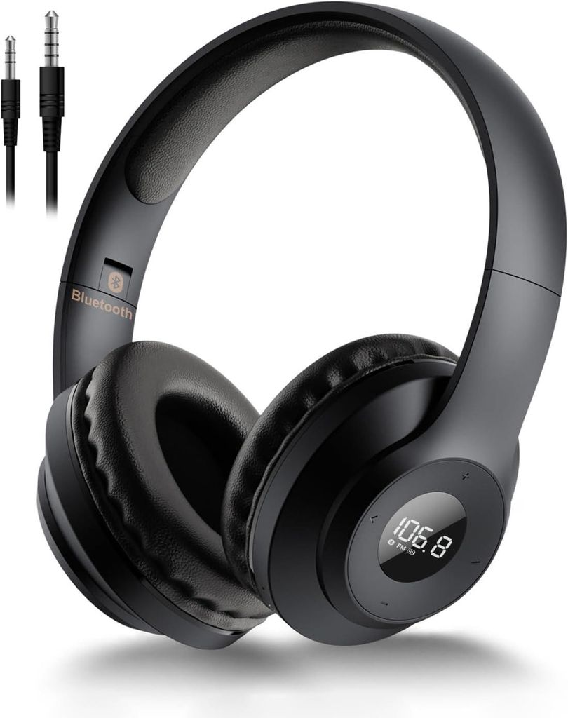 Kopfhörer-Radio mit Bluetooth 5.3 und AUX – Taktloses DSP-FM-Radio Kopfhörer, integrierter Akku, 3,5 mm AUX, faltbarer Kopfhörer