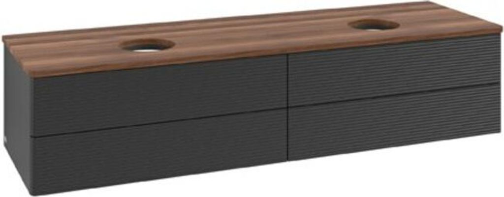 V&B Waschtischunterschrank mit Frontstruktur Antao 160x50cm, WBP-farbe w. wal, bla m Lac