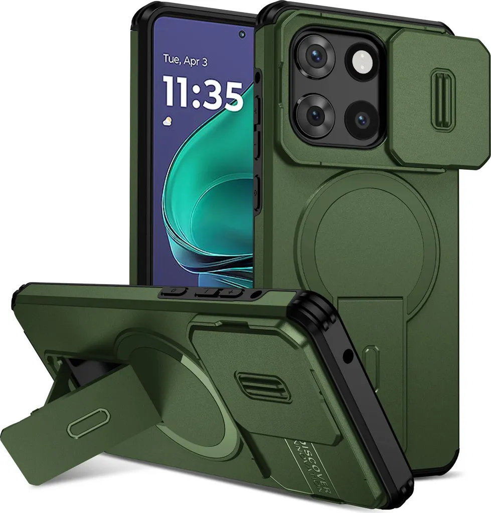 Cover Moto G Play 2025 Adventure: Verde Militare, Magnetica e Robusta