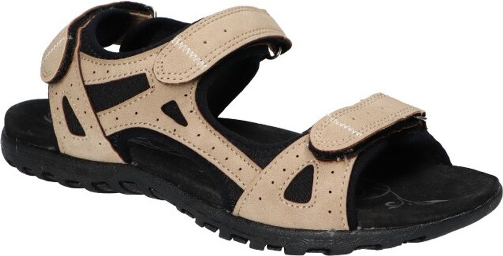 AMERICAN CLUB HL162 Solide Sandalen, Naturleder Innensohle, Klett Sandalen, Sportsandalen, Beige 39