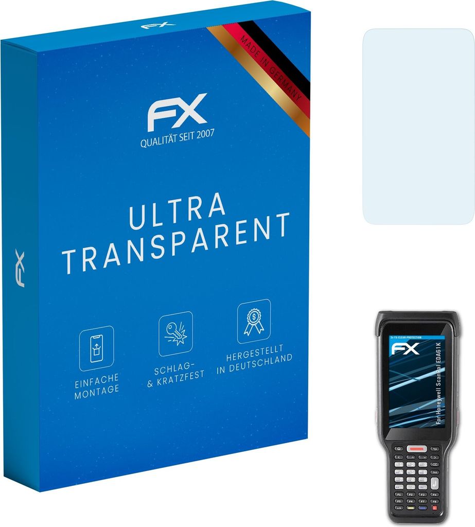 atFoliX FX-Clear 3x Schutzfolie kompatibel mit Honeywell ScanPal EDA61K Displayschutzfolie