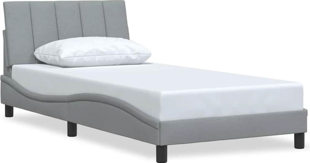 vidaXL Bettgestell ohne Matratze "Hanko" Hellgrau 100x200 cm Stoff