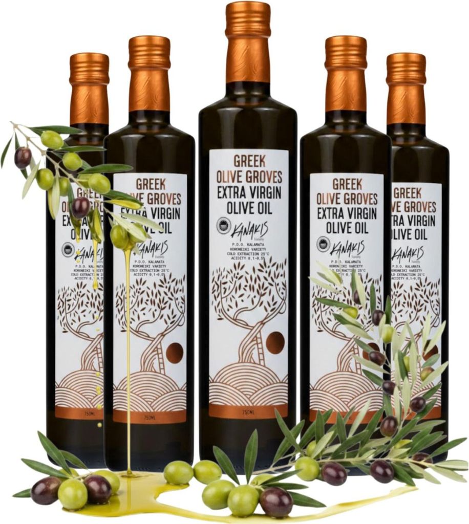 Olivenöl - 5 x 0,75 L - Kaltgepresst - Fruchtiger Duft - Aus Griechenland - Im Glas - EV Classic - Olivenöl-Set
