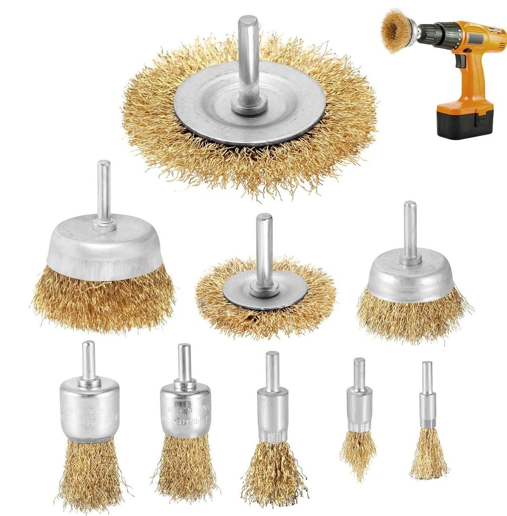 9 teilig Drahtbürste Bohrmaschine Messingbürste Rostentferner