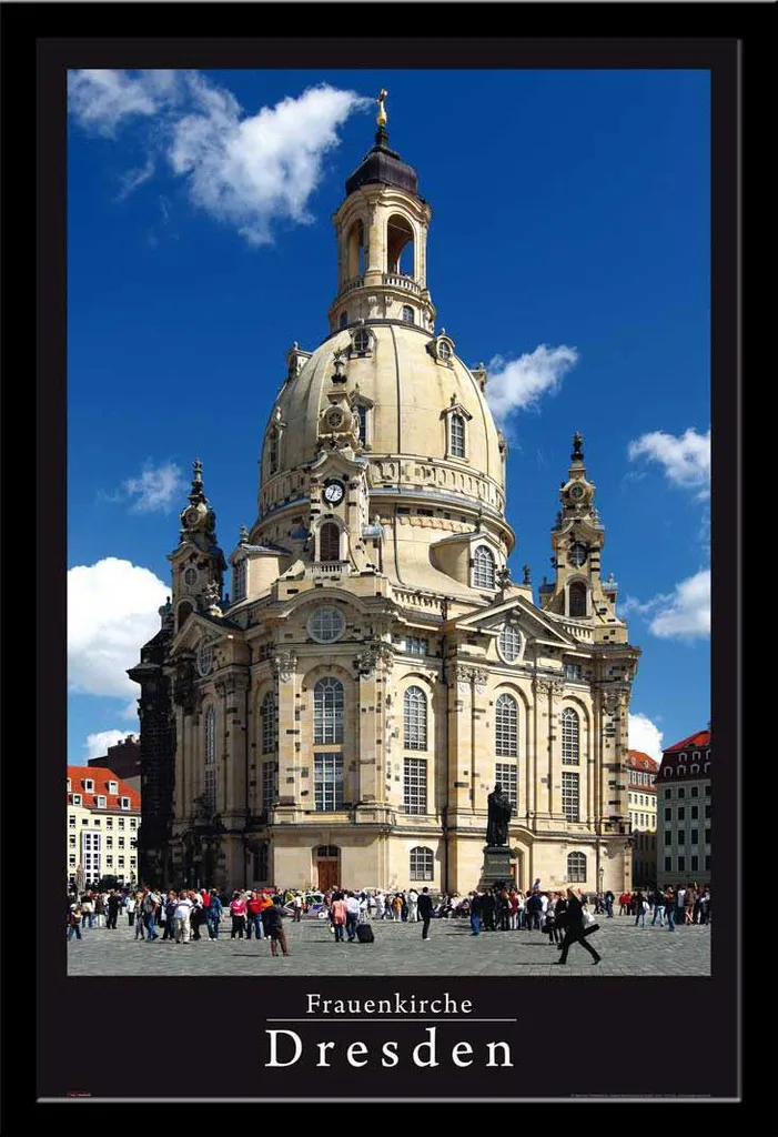 Poster Dresda Frauenkirche 61x91,5 cm con Cornice Shinsuke Nera MDF