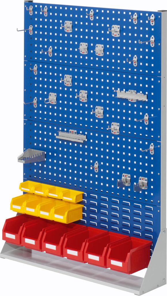 Kappes RasterPlan Stellwände einseitig Größe #4 - 3x Lochplatten 1x Schlitzplatte 1x Zubehörsortiment 41-teilig Enzianblau RAL 5010