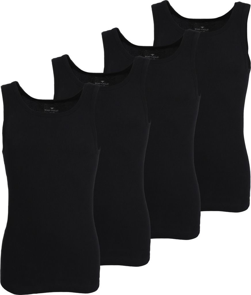 TOM TAILOR Herren Tank-Top schwarz uni 4er Pack Größe: 7 Produktbild 