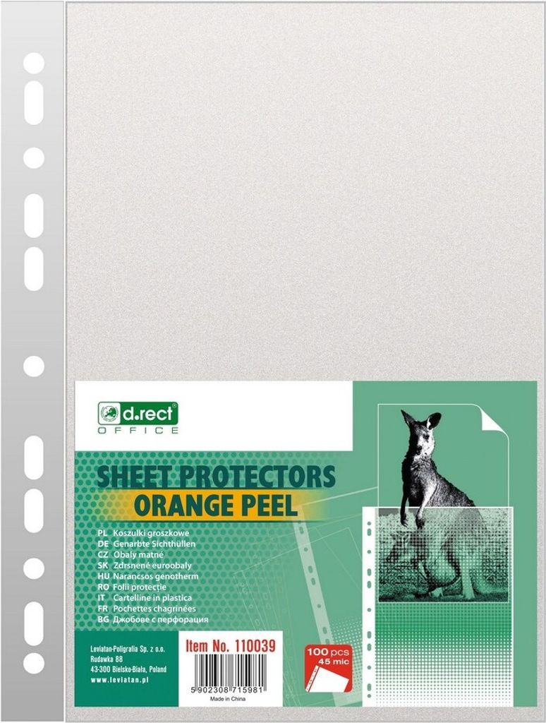 D.RECT Prospekthüllen Dokumentenhüllen 45 μm/Mic/Mikron Stärke: 0,045 mm A4 Verpackung 100 Stück genarbt