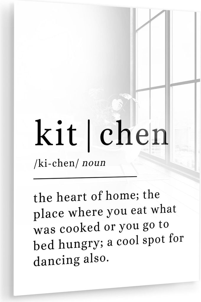 MuchoWow Glasbilder - Bilder auf Wandbild - Foto auf Glas Zitat - Küche - Definition - Weiß - Schwarz - Zitat 30x40 cm Wanddekoration aus Glas - ...