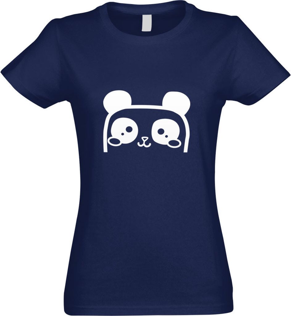 Kiwistar - T-Shirt tailliert - Damen - Navy - halber Panda - mit Motiv Bedruckt - Funshirt Design - Sport - Freizeit - Damen - XL