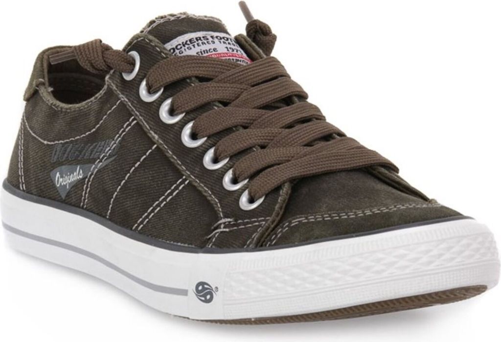 A single brown sneaker is shown against a white background.