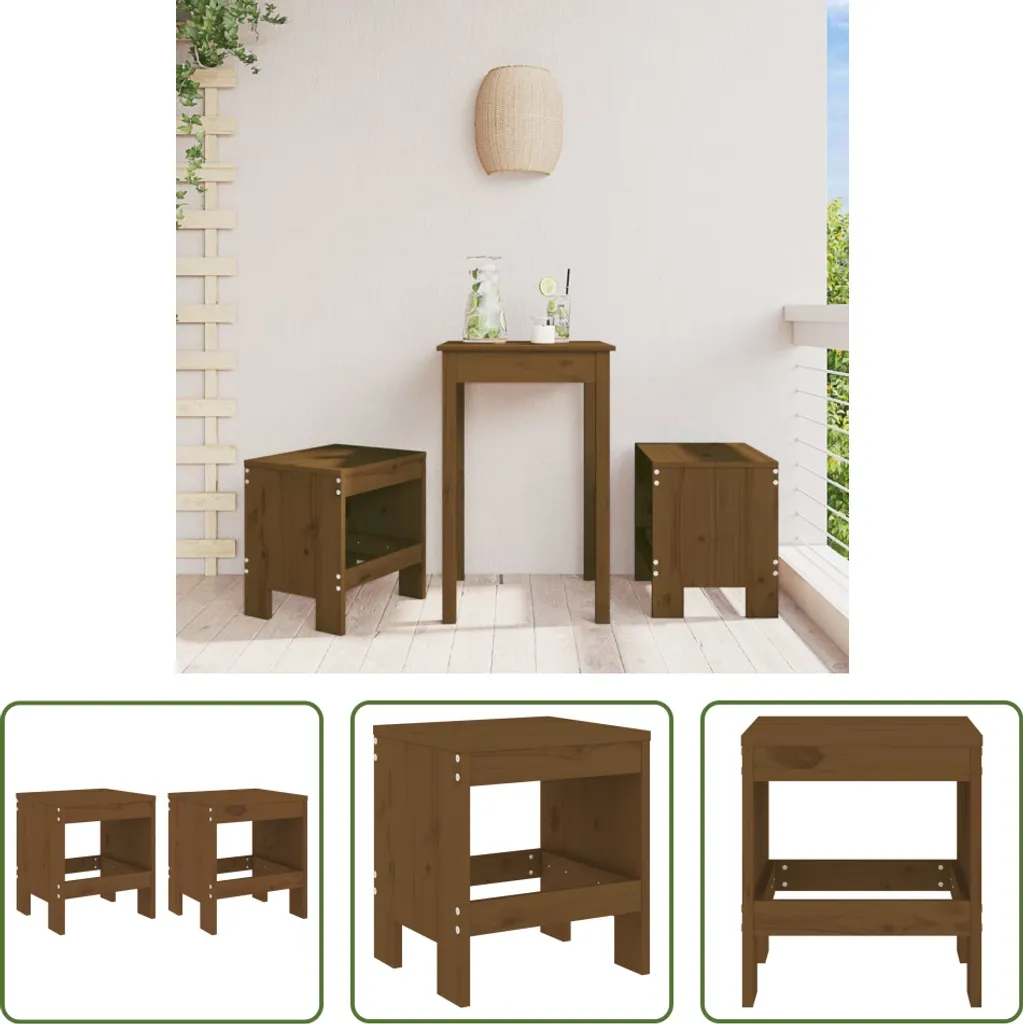 Set 2 Sgabelli Esterno Legno Pino 40x36x45 cm Marrone Miele