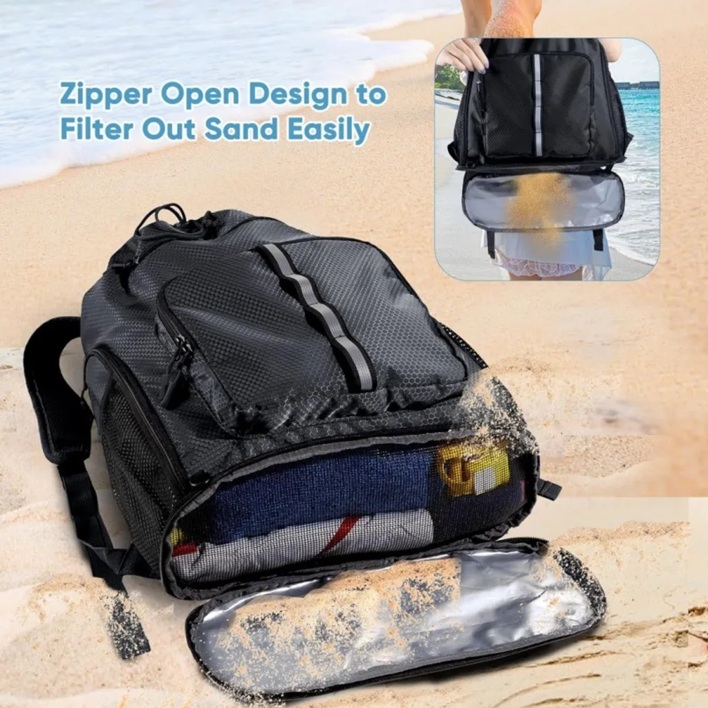Sac à dos noir imperméable ultra léger avec cordon de serrage robuste
