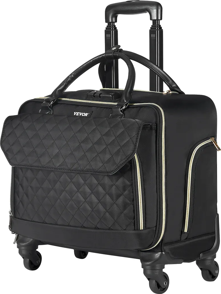 Mallette Ordinateur 17,3 Pouces avec 4 Roulettes Spinner et Serrure TSA Noire