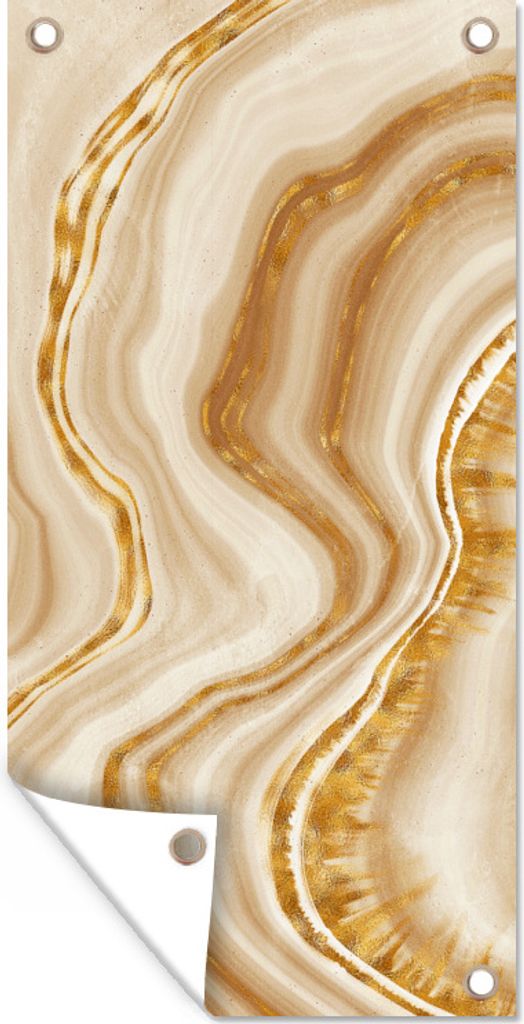 MuchoWow 80x160 cm Outdoor-Poster Gartendeko Sichtschutz Garten Poster für den Garten Marmor - Beige - Muster