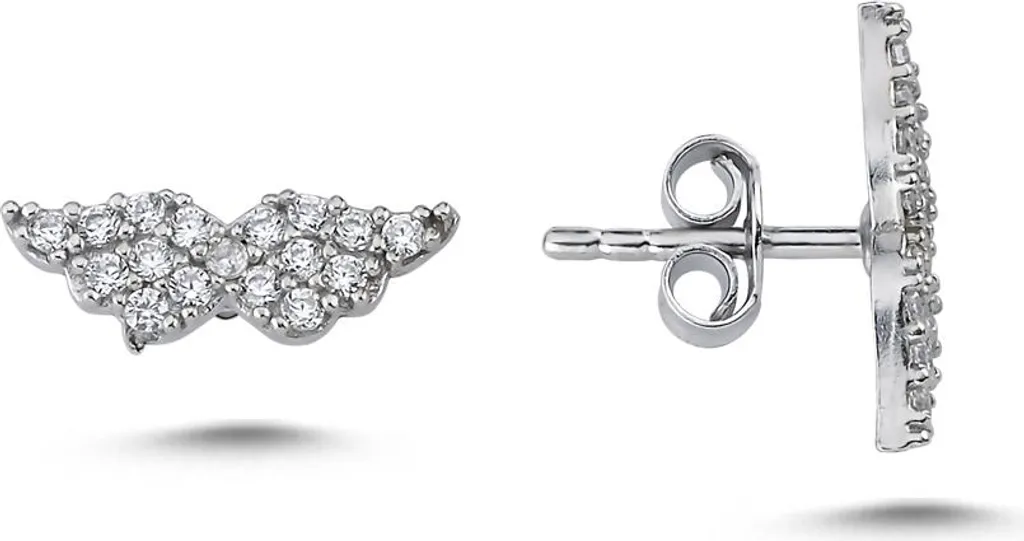 Boucles d'oreilles ailes d'ange argent et zircone pour cadeau femme