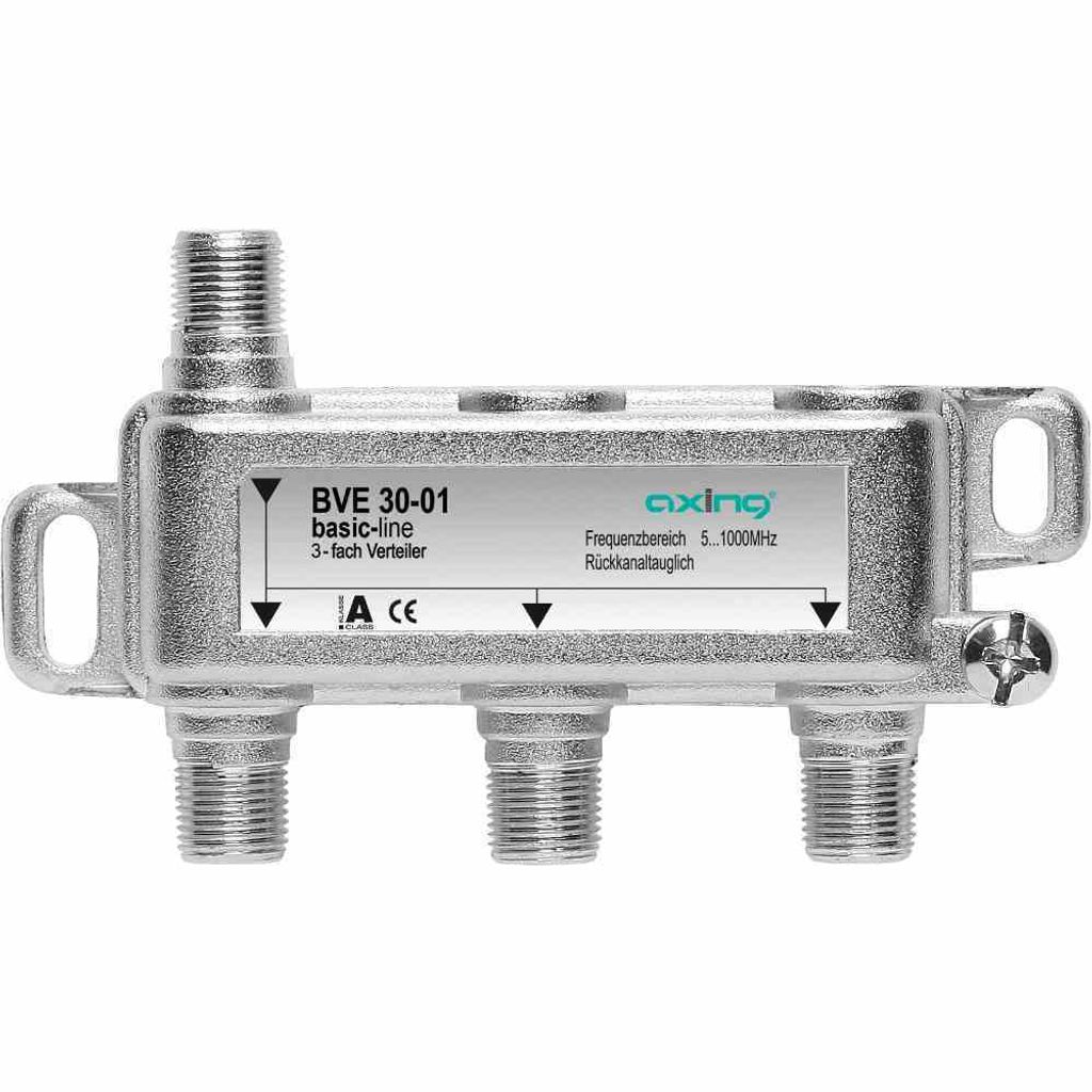 Axing BVE 30-01, Kabelsplitter, 5 - 1006 MHz, Silber, F, 77 Produktbild 