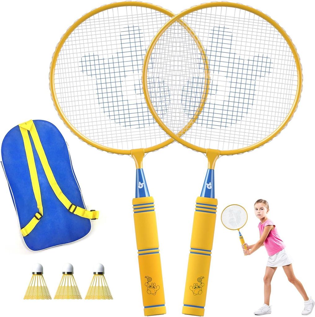 Federball Badminton Schl?ger Set Kinder mit Tragetasche, Leichter Federball Set mit weichem Griff für Kinder, Sportspiel für Anf?Nger für Indoor...