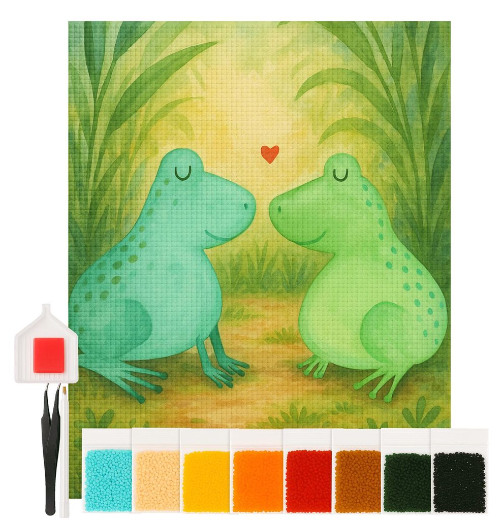 Mr. & Mrs. Panda diamant painting bilder Frosch Liebe Design 40 x 50 cm Ohne Rahmen - Weiß - Geschenk, diamond art, Verheiratet, mosaik, Paar, Fre...