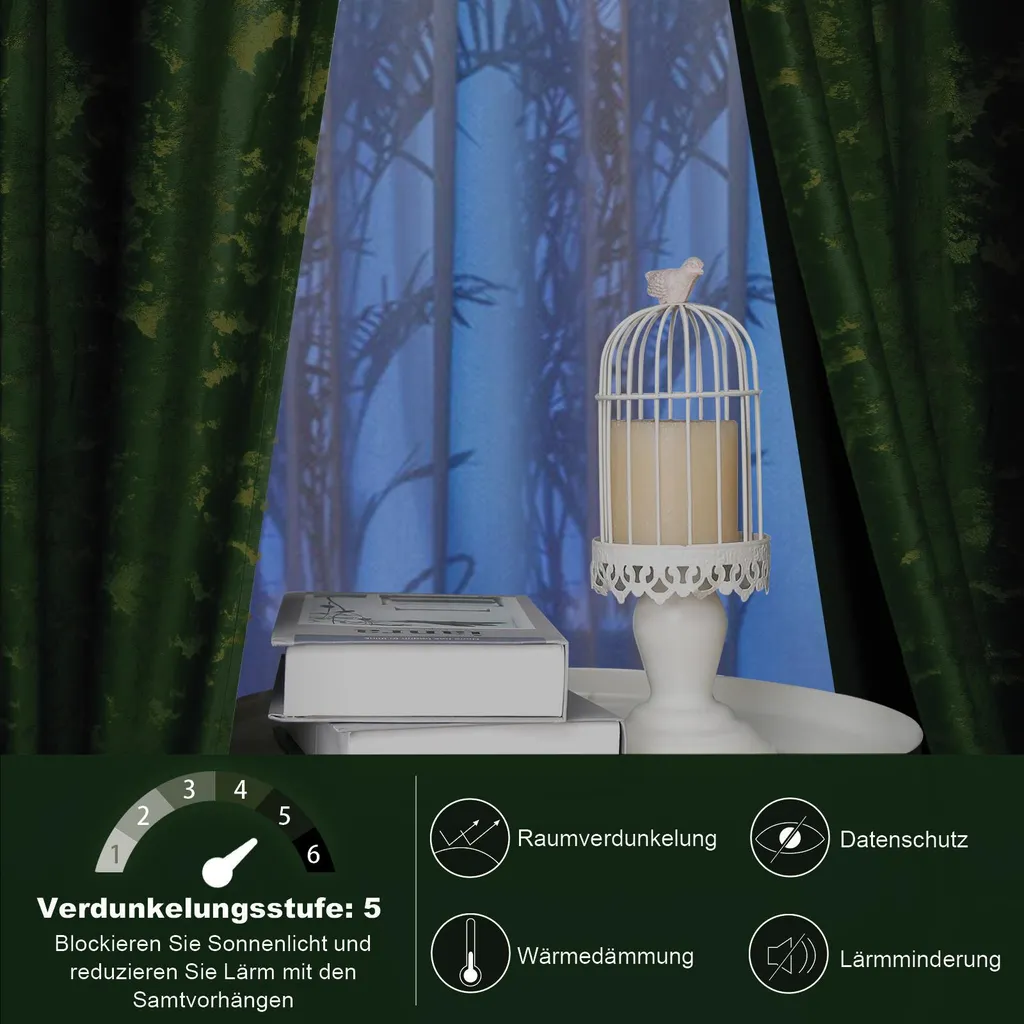 2 Tende Velluto Verde Scuro 132x244cm | Oscuranti e Termiche Premium - 3