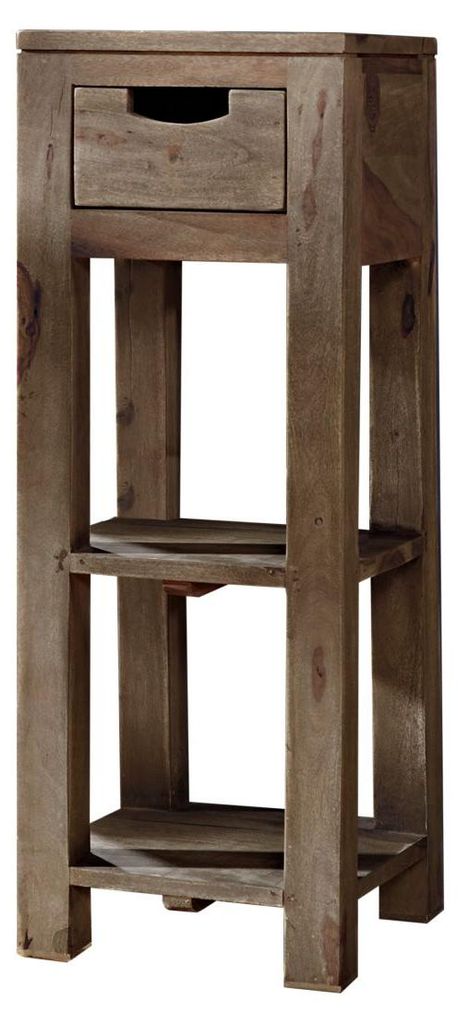 MASSIVMOEBEL24.DE Beistelltisch Sheesham 29x29x80 grau Produktbild 