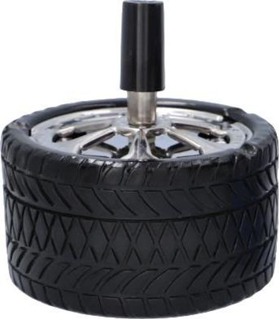 Eleganter runder Aschenbecher in Reifenform, Schwarz, 9,5 cm