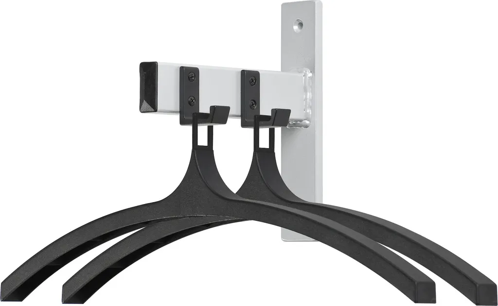Patère Murale Moderne HIQ à 2 Cintres, Noir/Gris - Solution Rangement