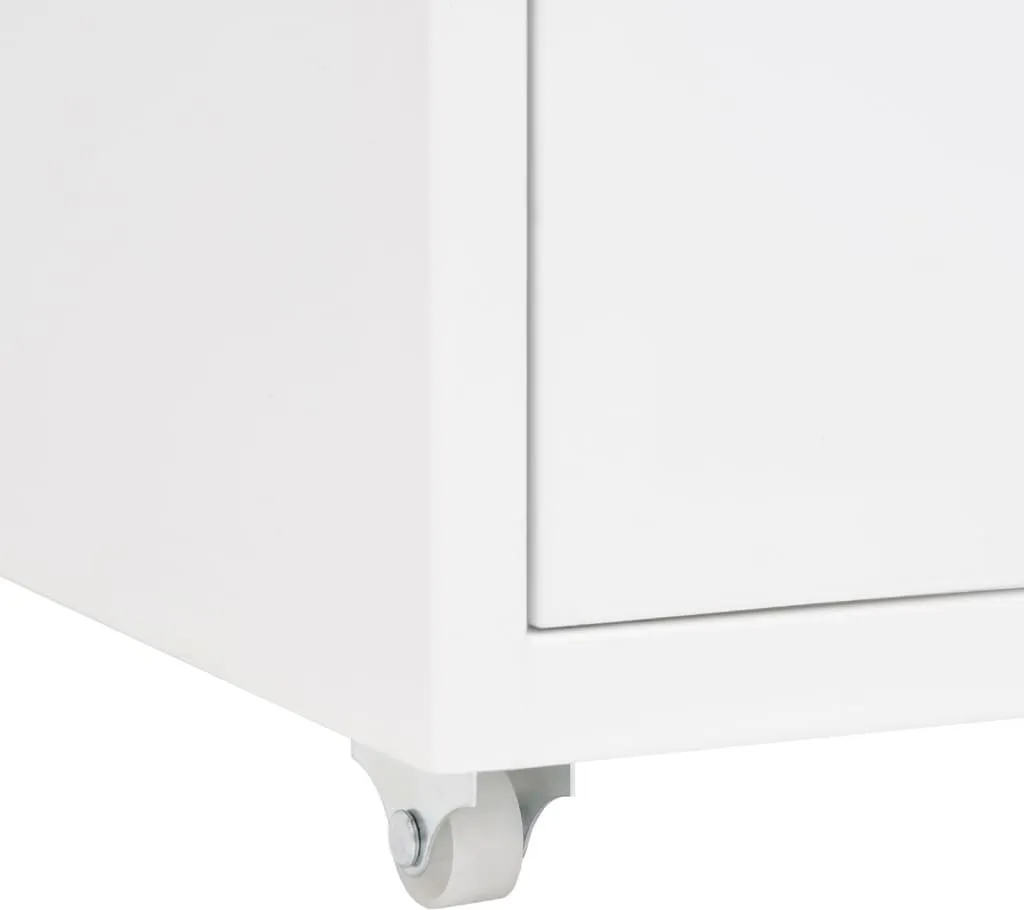 Caisson de bureau mobile en métal blanc avec tiroirs de rangement - 6