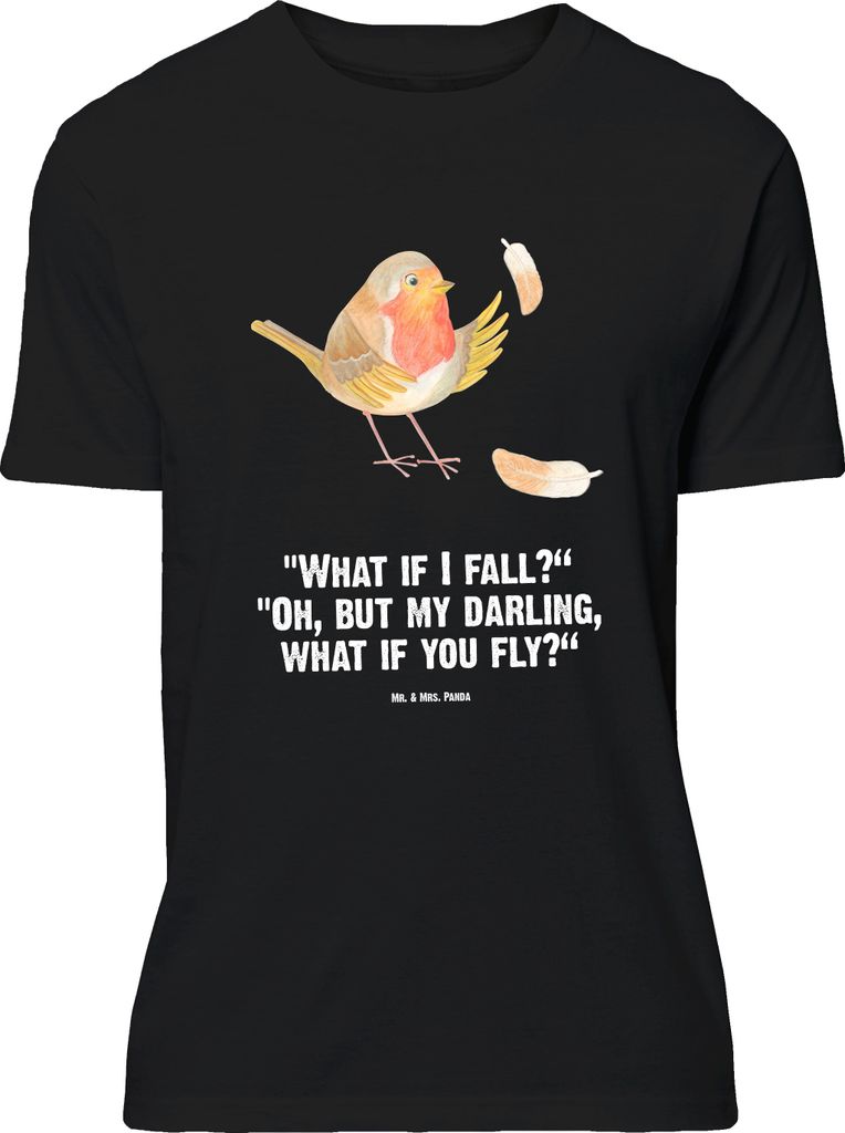 Mr. & Mrs. Panda Größe M T-Shirt Rotkehlchen Federn - Schwarz - Geschenk, mit Spruch, Vogel, Motivationsbilder, Shirt, Lustige Sprüche, Tshirt, ...