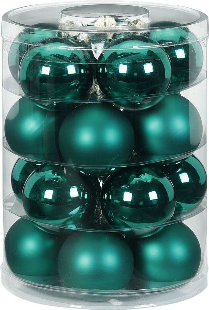 Weihnachtskugeln Glas 6cm, 20 Stück, Farbe:Deep Forest - Produktbild 