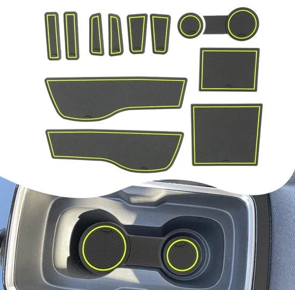 Tapis Antidérapants Verts pour Opel Mokka B 2021-2024 Console Centrale