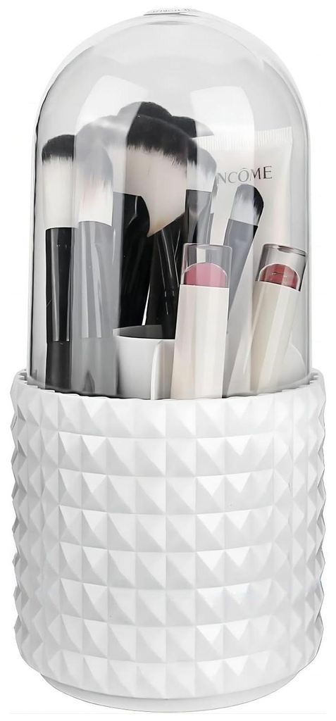 360° drehbarer Make-up-Organizer, drehbarer Kosmetik-Organizer mit Deckel, Halter für Make-up-Pinsel, transparenter Kosmetikkoffer mit 5 Fächern...