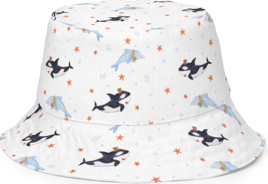 Mr. & Mrs. Panda Sonnenhut Orca Zylinder Größe S/M - Weiß - Geschenk, Schlapphut, Fest, Sommermütze, Geburtstag, Fischerhut, Bucket Hat, Tropen...