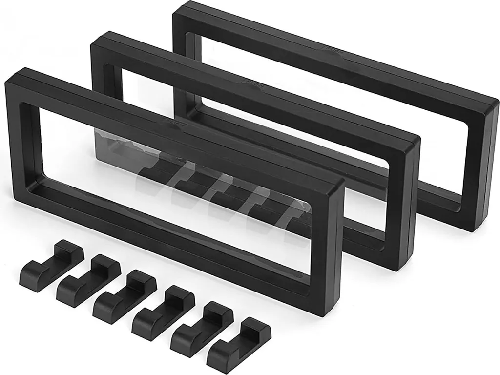 Support d'Exposition 3D Noir 23x9cm avec Membrane Flexible Anti-Poussière