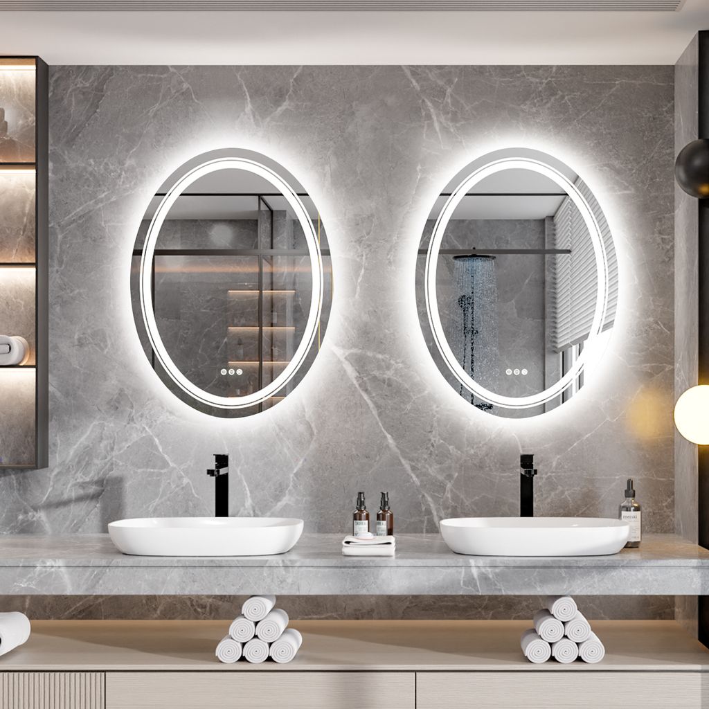 WISFOR LED koupelnové zrcadlo kulaté 60×80 cm nástěnné Obrázek produktu 18