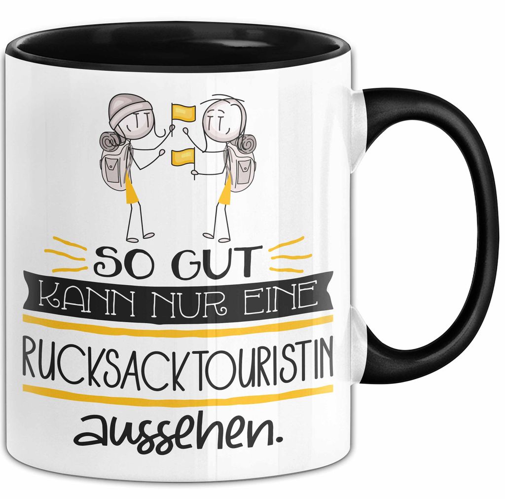 Rucksacktouristin Geschenk Tasse So Gut Kann Nur Eine Rucksacktouristin Aussehen Geschenkidee Geburtstag Weihnachten Lustig (Schwarz)