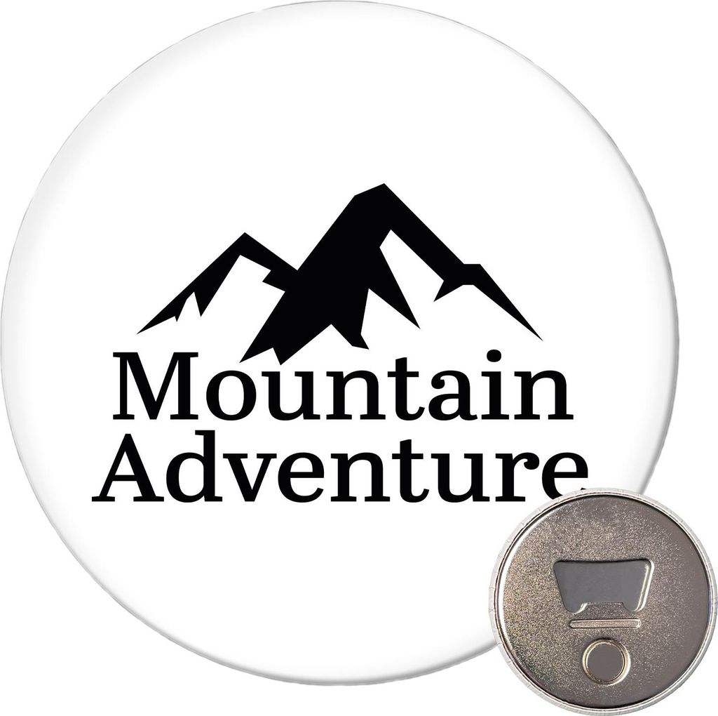 Huuraa Magnet Mountain Adventure Berge 59mm Kühlschrankmagnet rund Flaschenöffner Geschenkidee